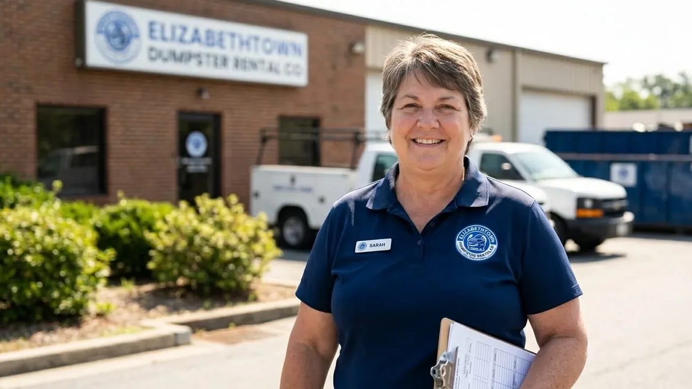 Portrait of the leadership at Elizabethtown Dumpster Rental Co, running Hardin County roll-off routes since 2012
